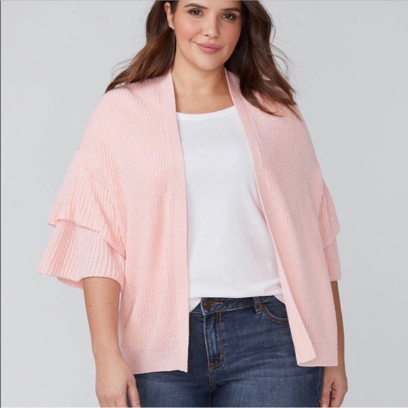 Lane Bryant Sweaters - Pink Tiered Sleeve Cardigan